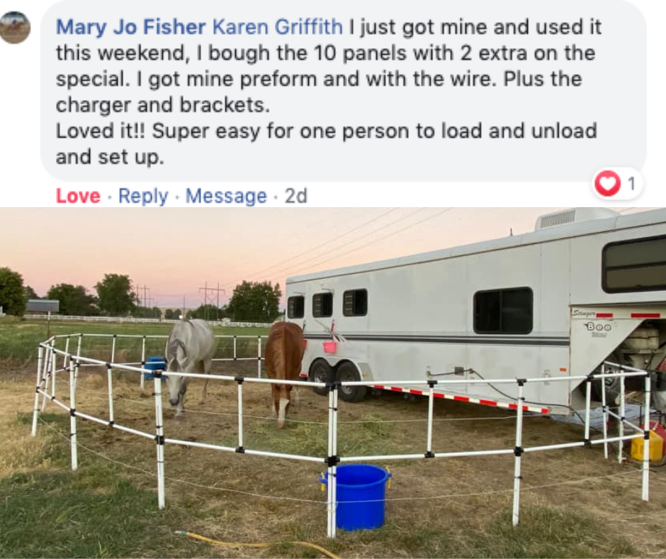 Ready Made Portable Electric Horse Corral Fencing: (Electric EconoLine 12 Panels; 2 Rails)