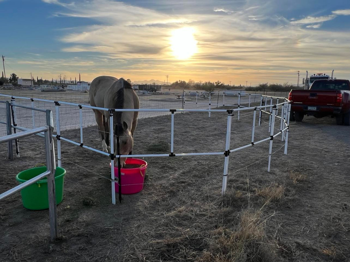 Ready Made Portable Electric Horse Corral Fencing: (Electric EconoLine 10+2=12 Panels; 2 Rails)