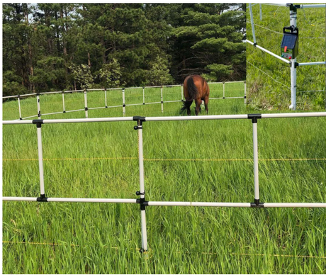 Ready Made Portable Electric Horse Corral Fencing: (Electric EconoLine 4 Panels; 2 Rails)