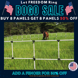 BOGO Ready Made Portable Electric Horse Corral Fencing: (Electric EconoLine 8x2 = 16 Panels; 2 Rails)