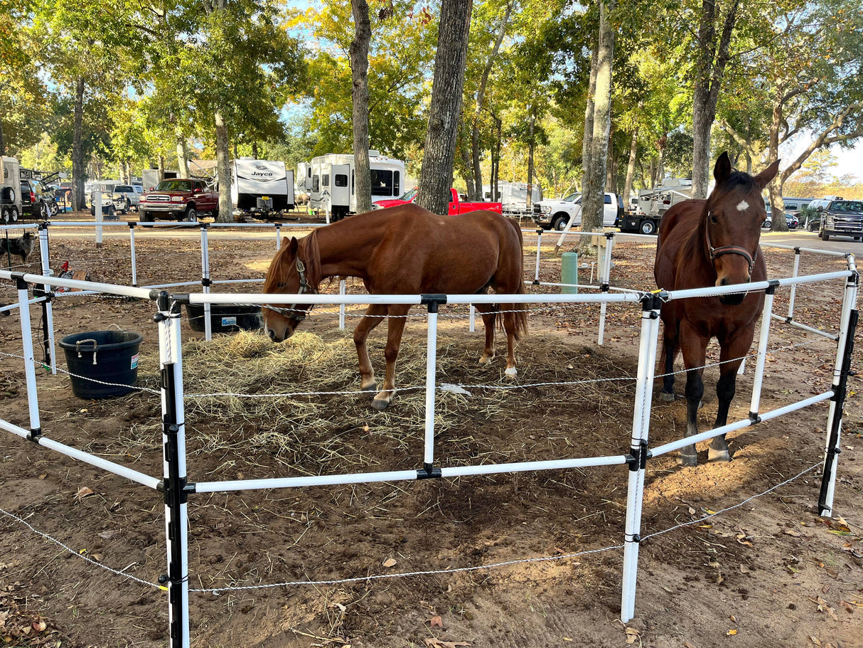 Ready Made Portable Electric Horse Corral Fencing: (Electric EconoLine 12 Panels; 2 Rails)