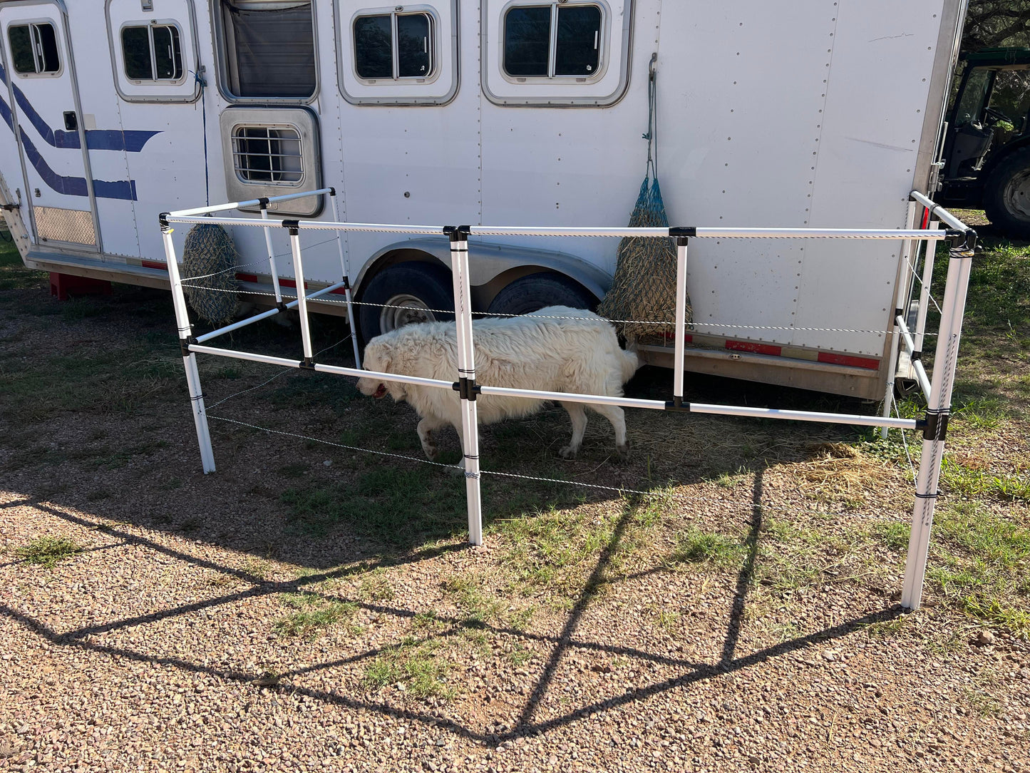 Ready Made Portable Electric Horse Corral Fencing: (Electric EconoLine 4 Panels; 2 Rails)