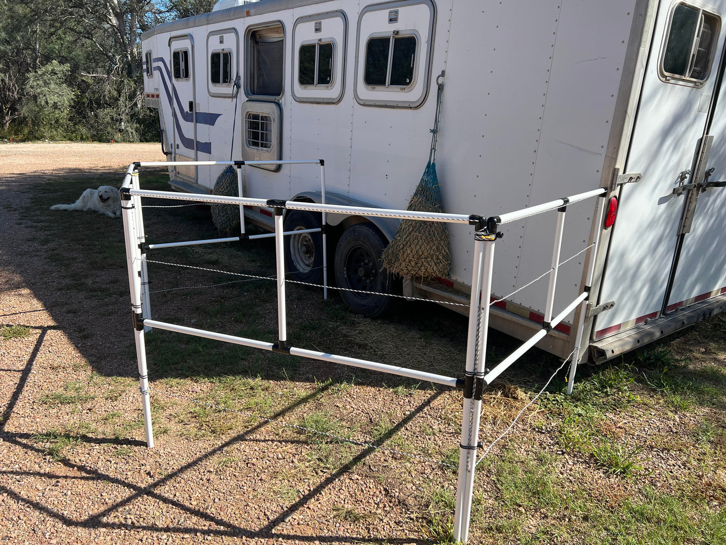 Ready Made Portable Electric Horse Corral Fencing: (Electric EconoLine 4 Panels; 2 Rails)