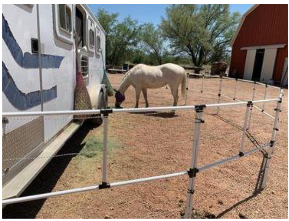 Ready Made Portable Electric Horse Corral Fencing: (Electric EconoLine 8 Panels; 2 Rails)