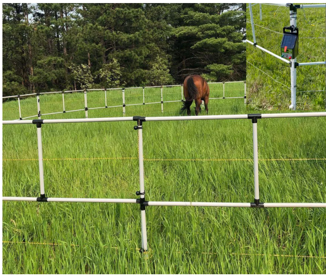 Ready Made Portable Electric Horse Corral Fencing: (Electric EconoLine 6 Panels; 2 Rails)